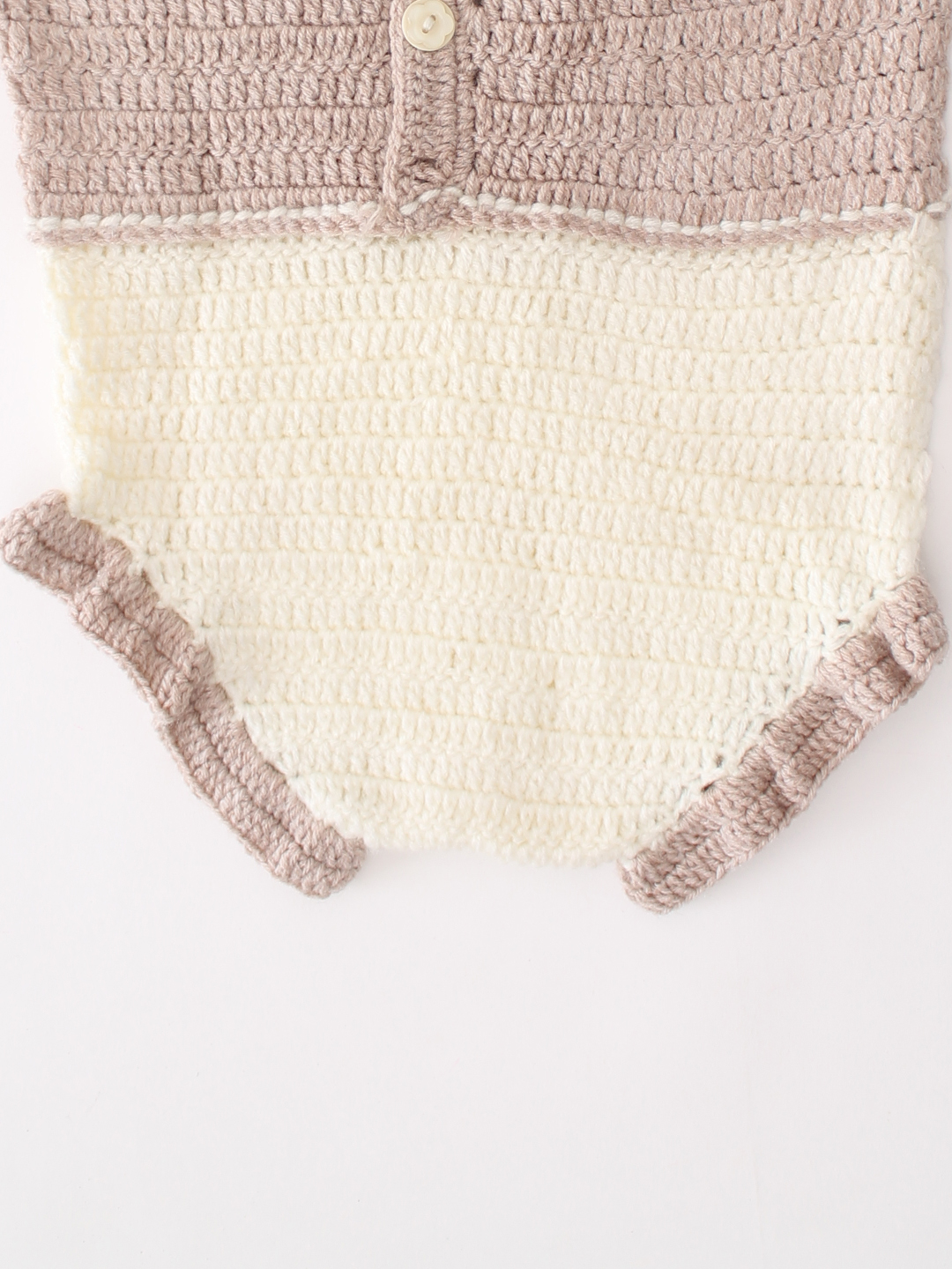 Woonie Crochet Frill Detailed Romper - Beige