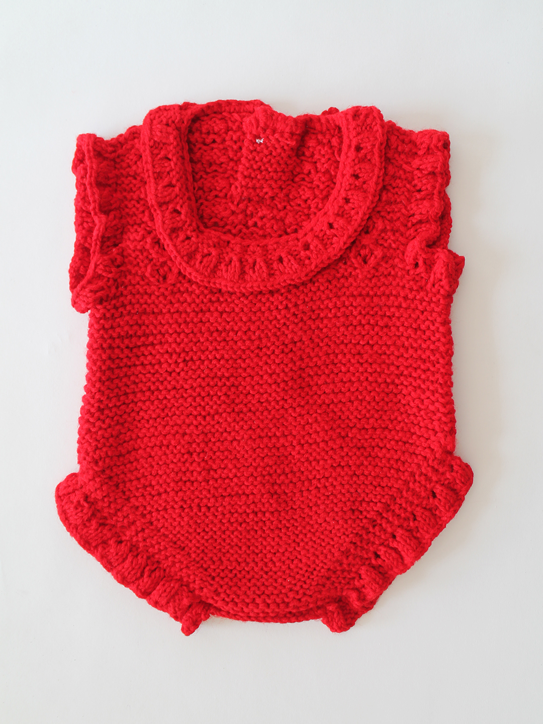 Woonie Crochet Frill Detailed Romper - Red