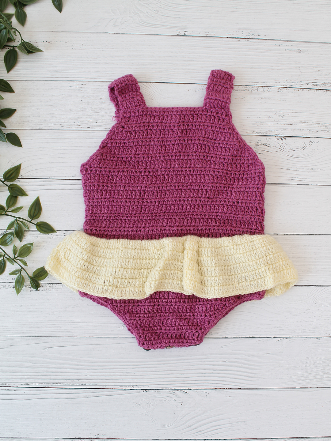 Woonie Crochet Frill Romper - Purple