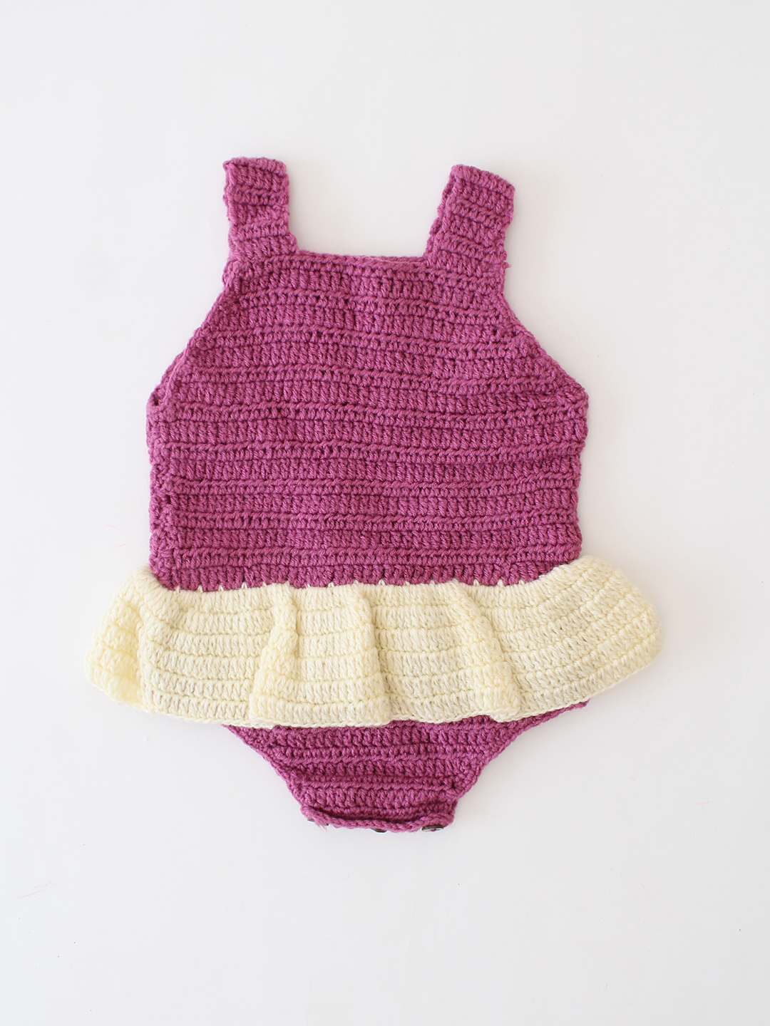 Woonie Crochet Frill Romper - Purple
