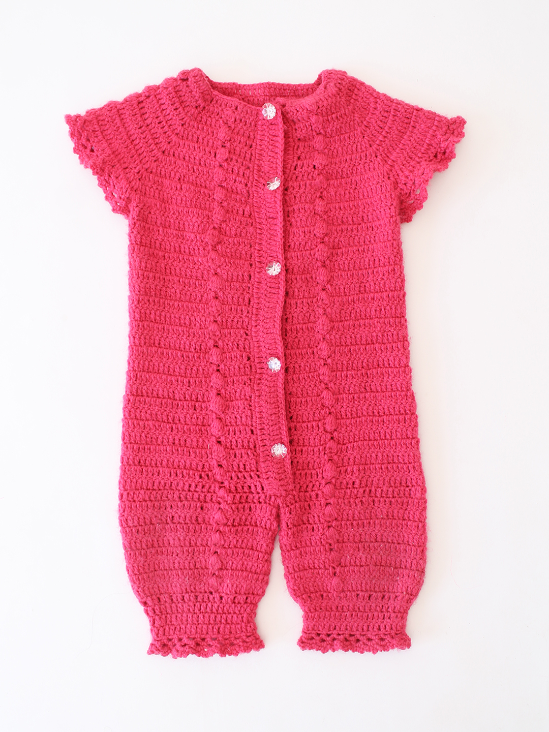 Woonie Crochet Front OpeSelf Designble Jumpsuit - Pink