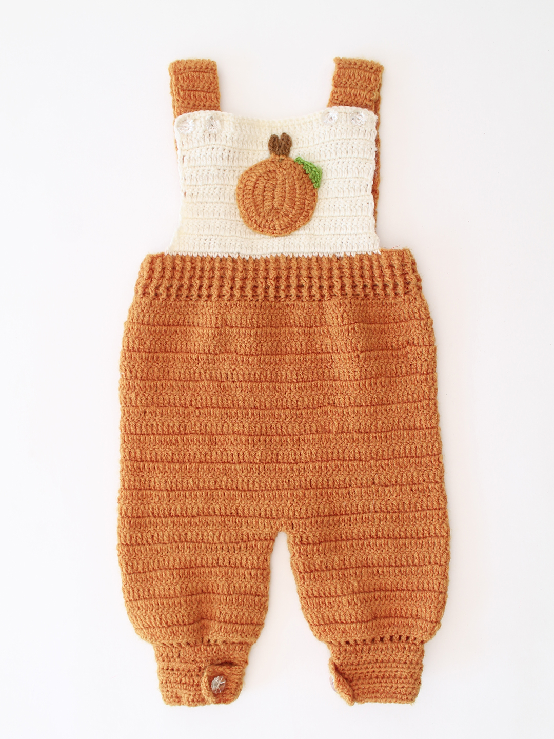 Woonie Crochet Pumpkin Design Dungaree - Mustard