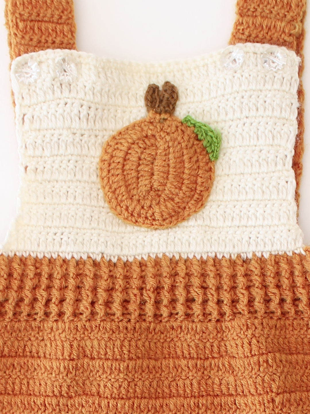 Woonie Crochet Pumpkin Design Dungaree - Mustard