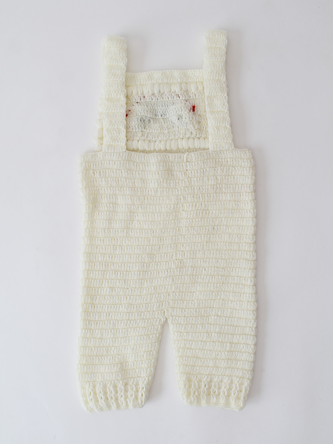 Woonie Crochet Rainbow Applique Dungaree - Cream