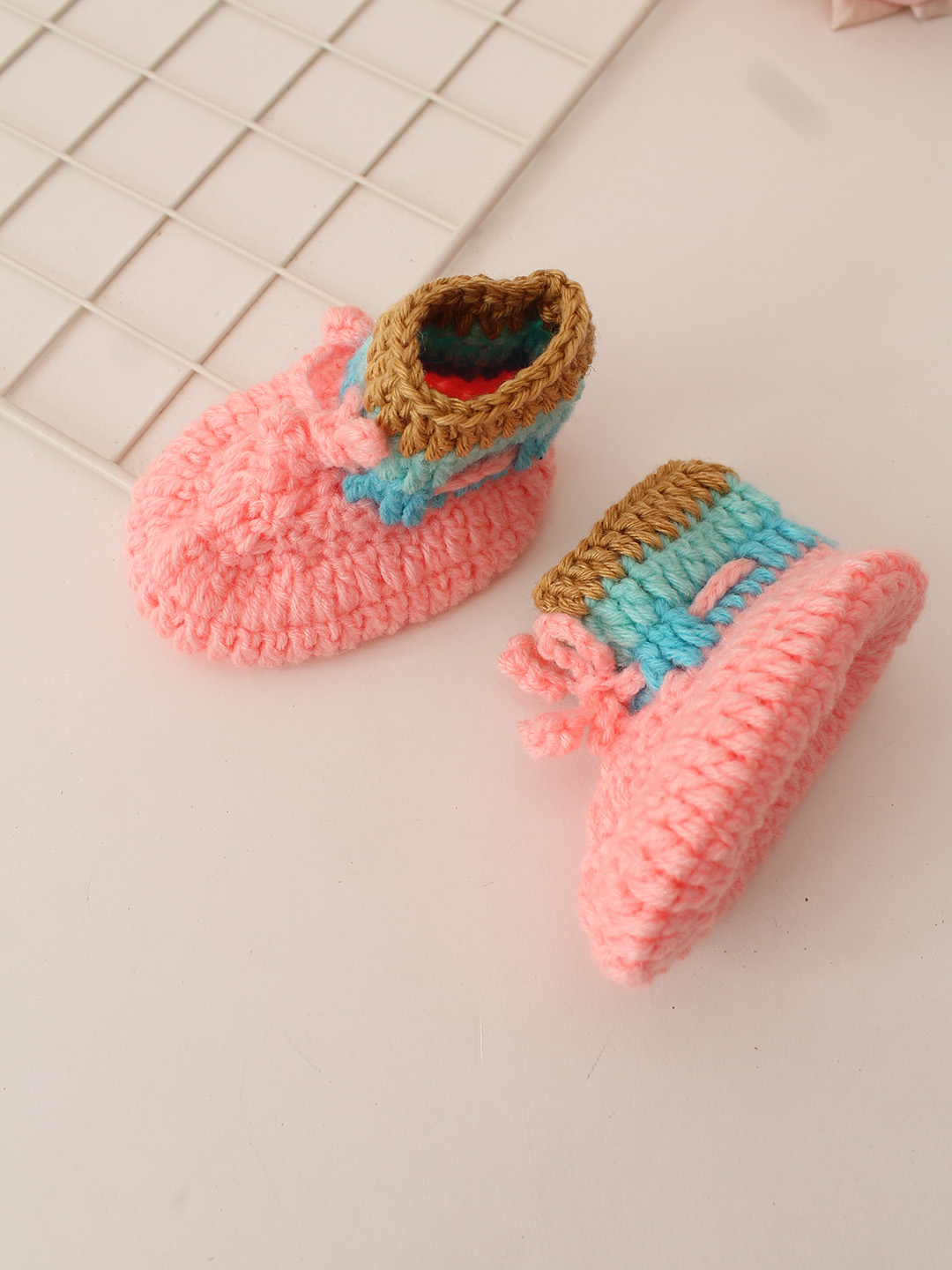 Woonie Crochet Dungaree with Sweater and Cap & 1 Pair of Booties - Peach