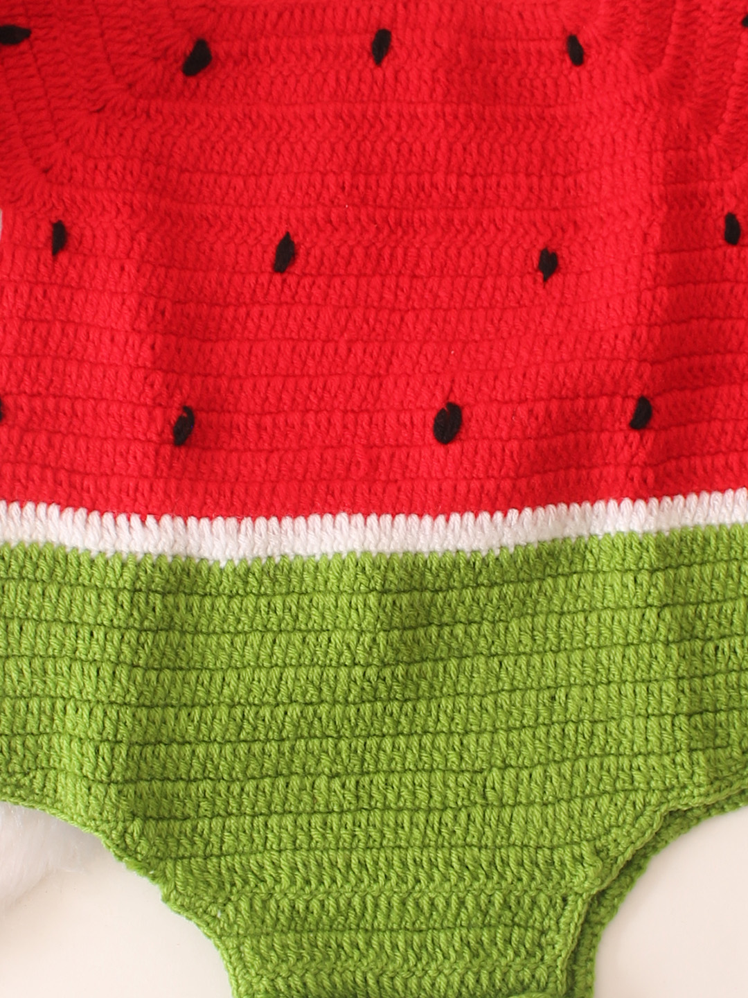 Woonie Crochet Watermelon Romper - Red