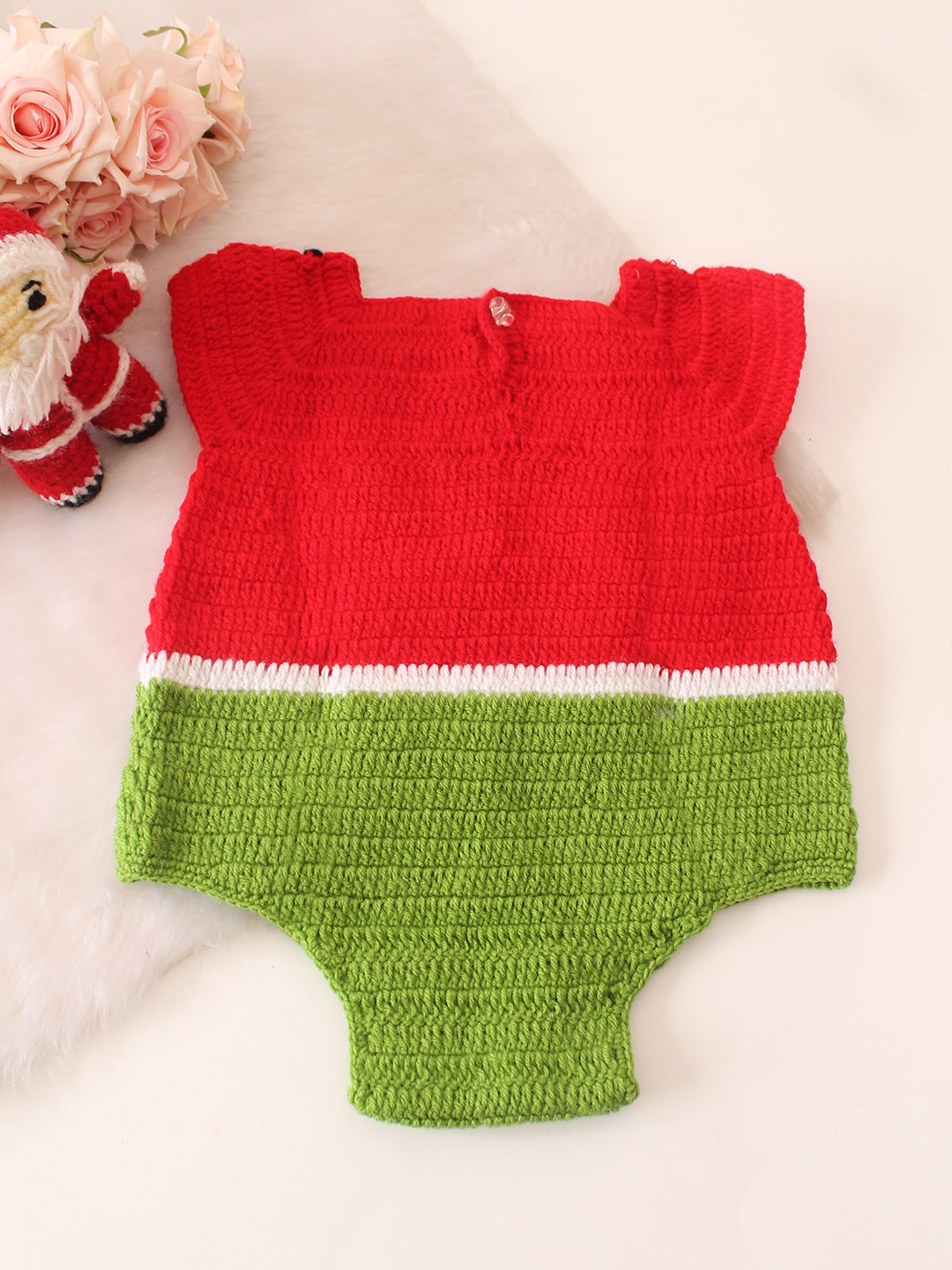 Woonie Crochet Watermelon Romper - Red