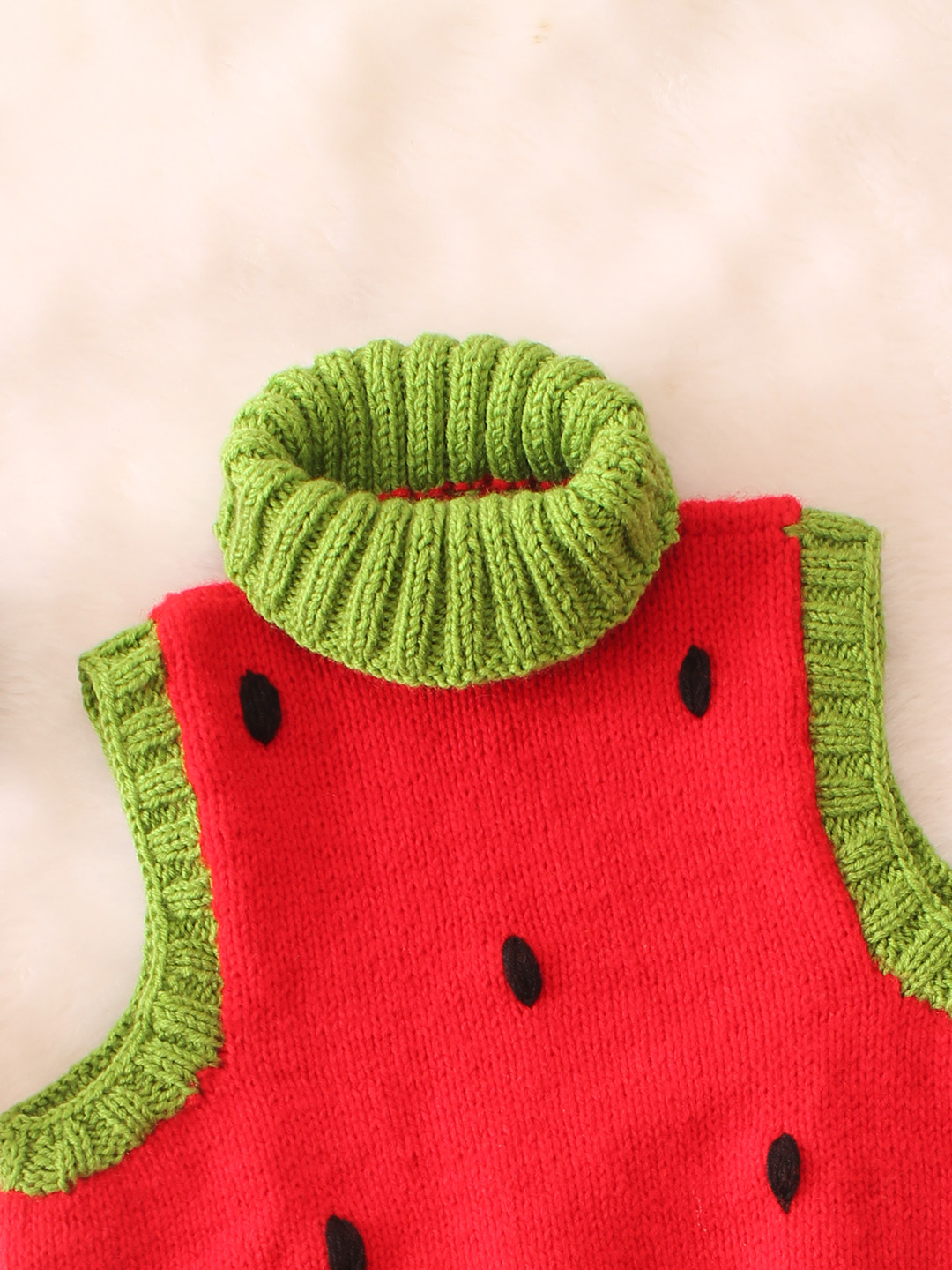 Watermelon Fruity Polo Neck Sweater - Red