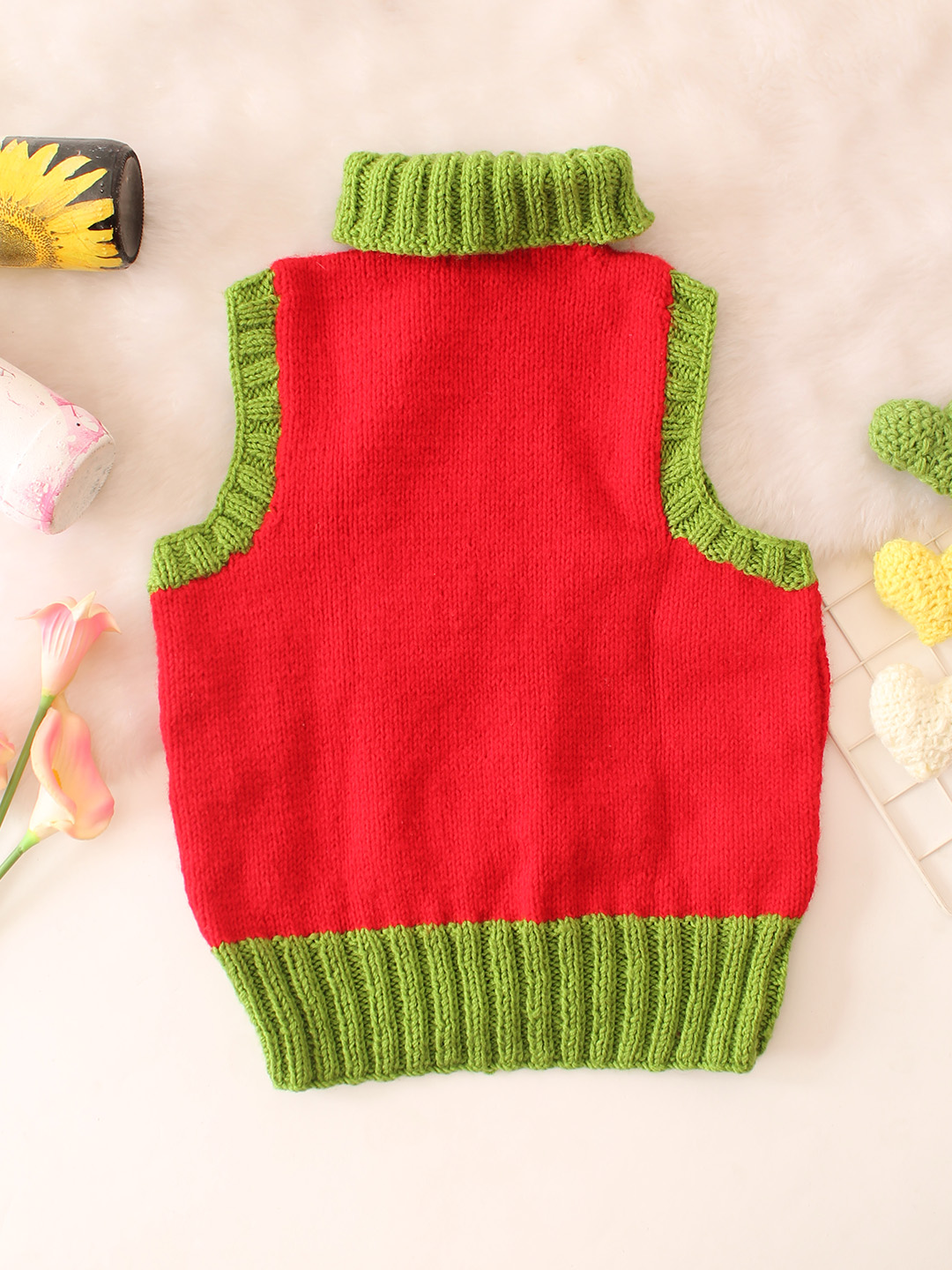 Watermelon Fruity Polo Neck Sweater - Red