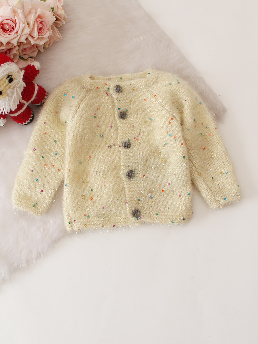 Sequined Handknitted Cardigan - Cream