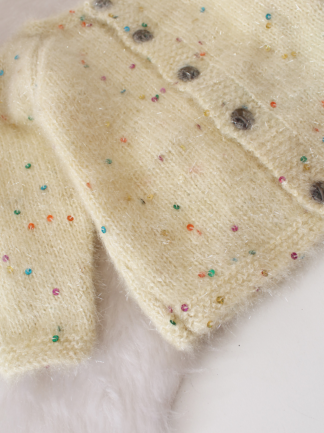 Sequined Handknitted Cardigan - Cream