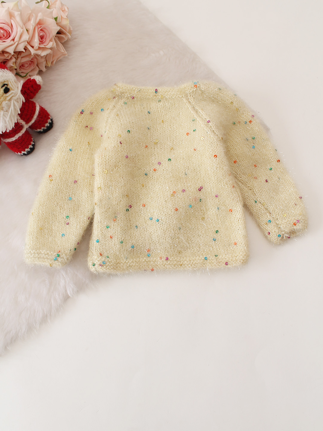Sequined Handknitted Cardigan - Cream