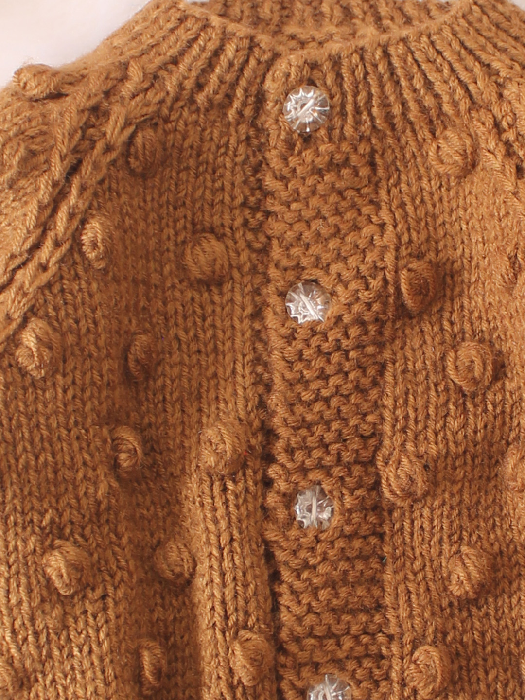 Bubble Stitch Handknitted Cardigan - Brown