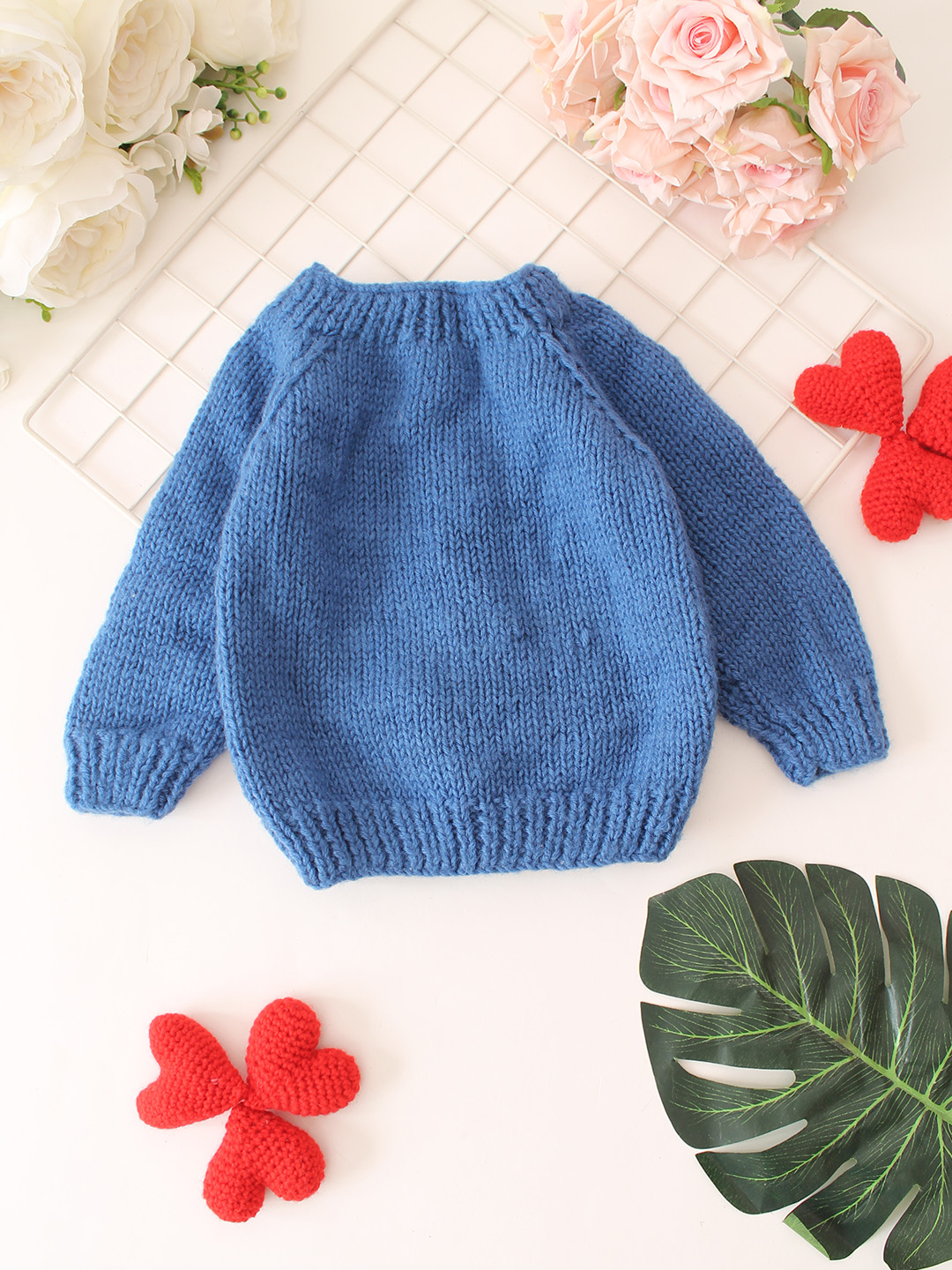 Floral Embroidered Cardigan - Blue