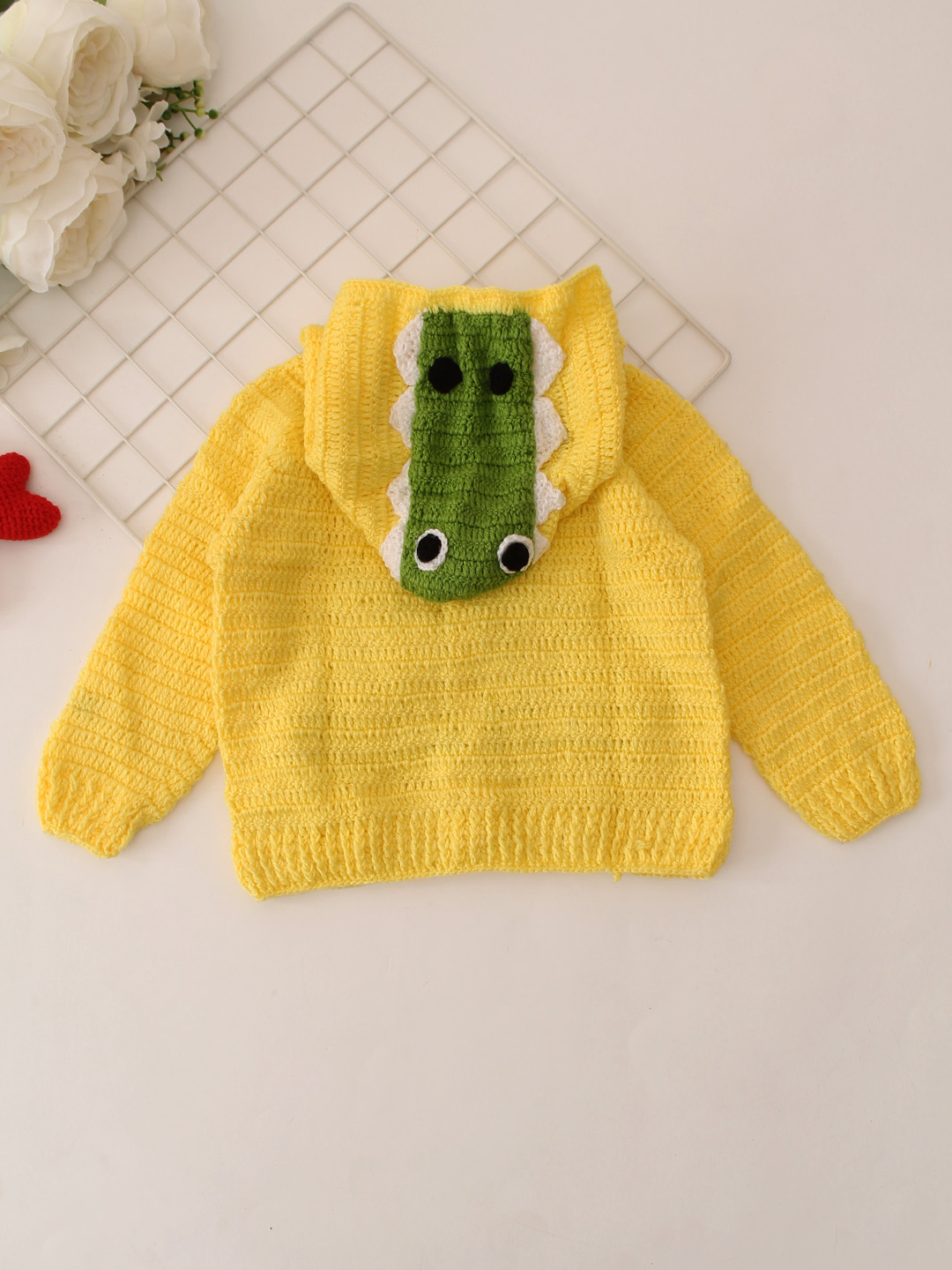 Dinasaur Hooded Cardigan - Yellow