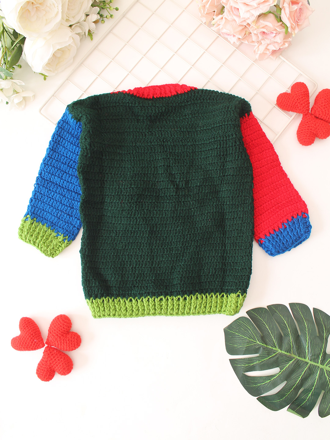 Pocket Detailed Color Block Pullover - Dark Green
