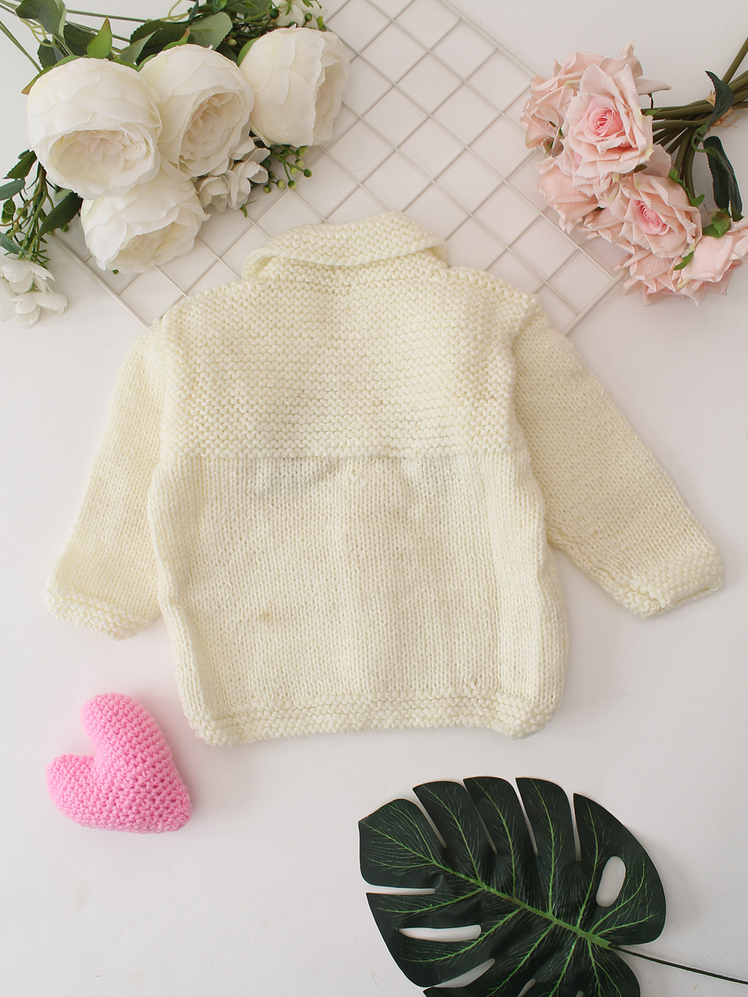 Embroidered Collar Detailed Cardigan - Off-White