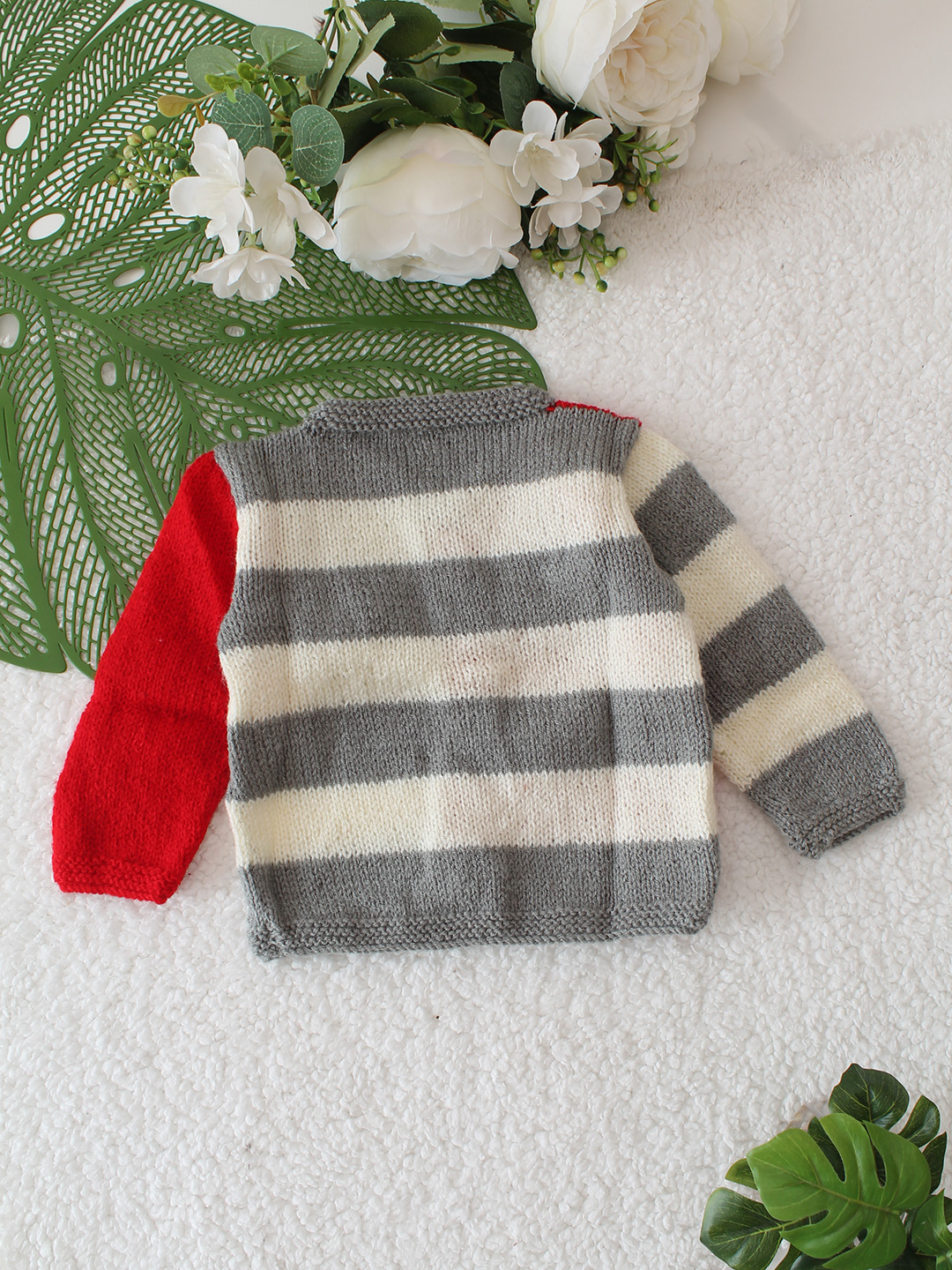 Striped Color Block Cardigan - Red