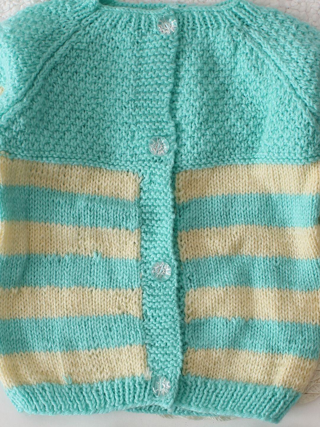 Striped Pastel Colored Baby Sweater Set - Green