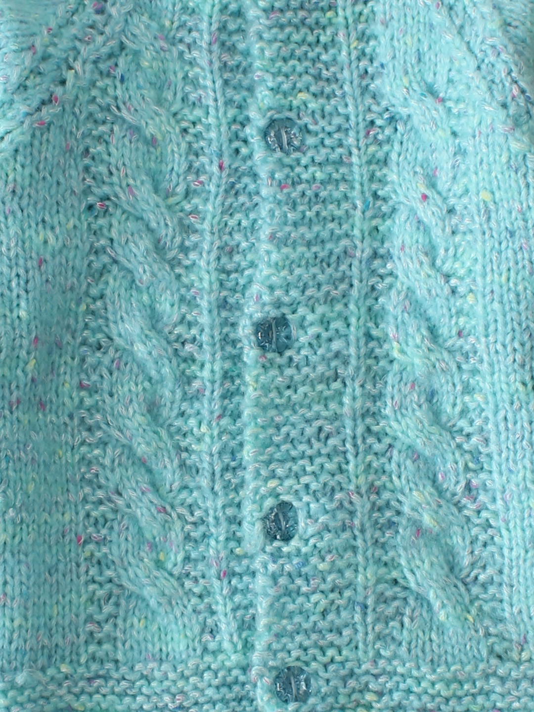 Cable Knit ColorBlock Cardigan - Turquoise