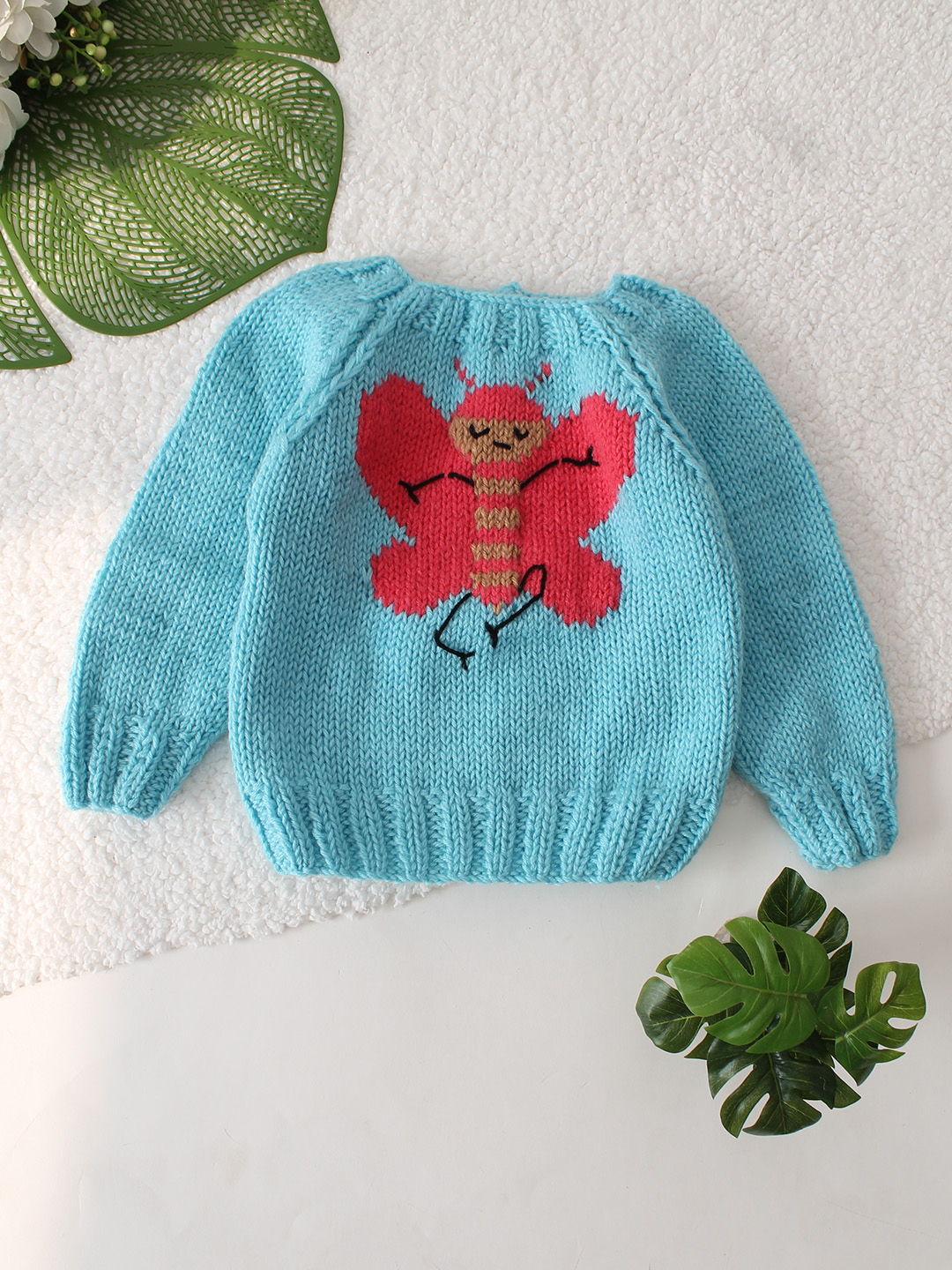 Butterfly Designed Pullover - Blue