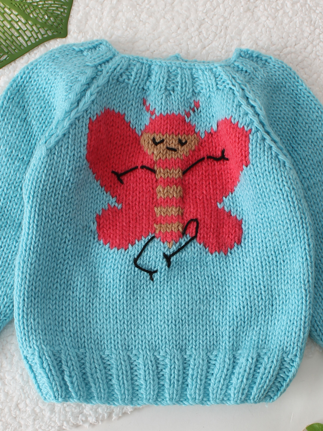 Butterfly Designed Pullover - Blue