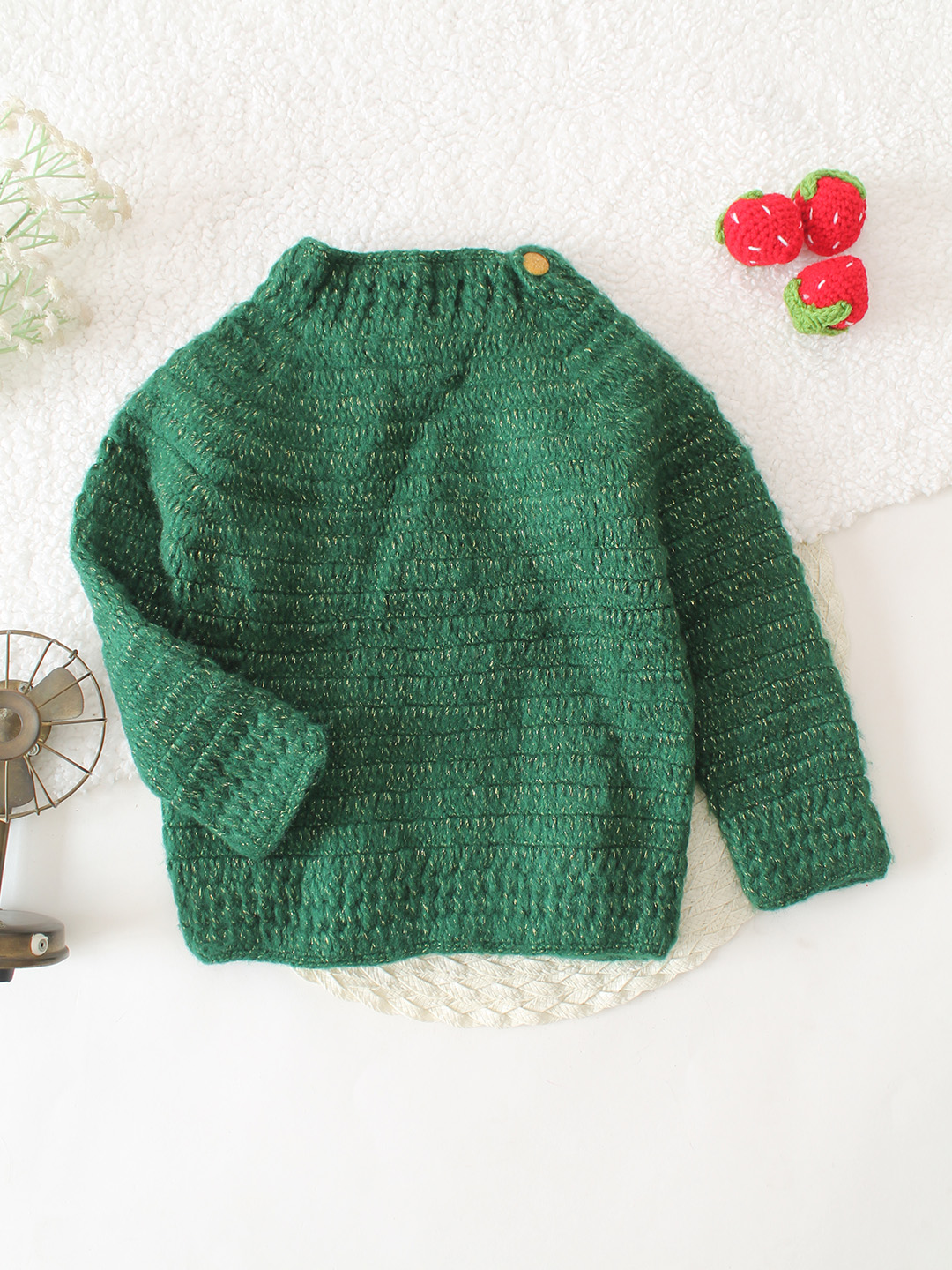 Sparkling Raglan Sleeve Sweater - Green