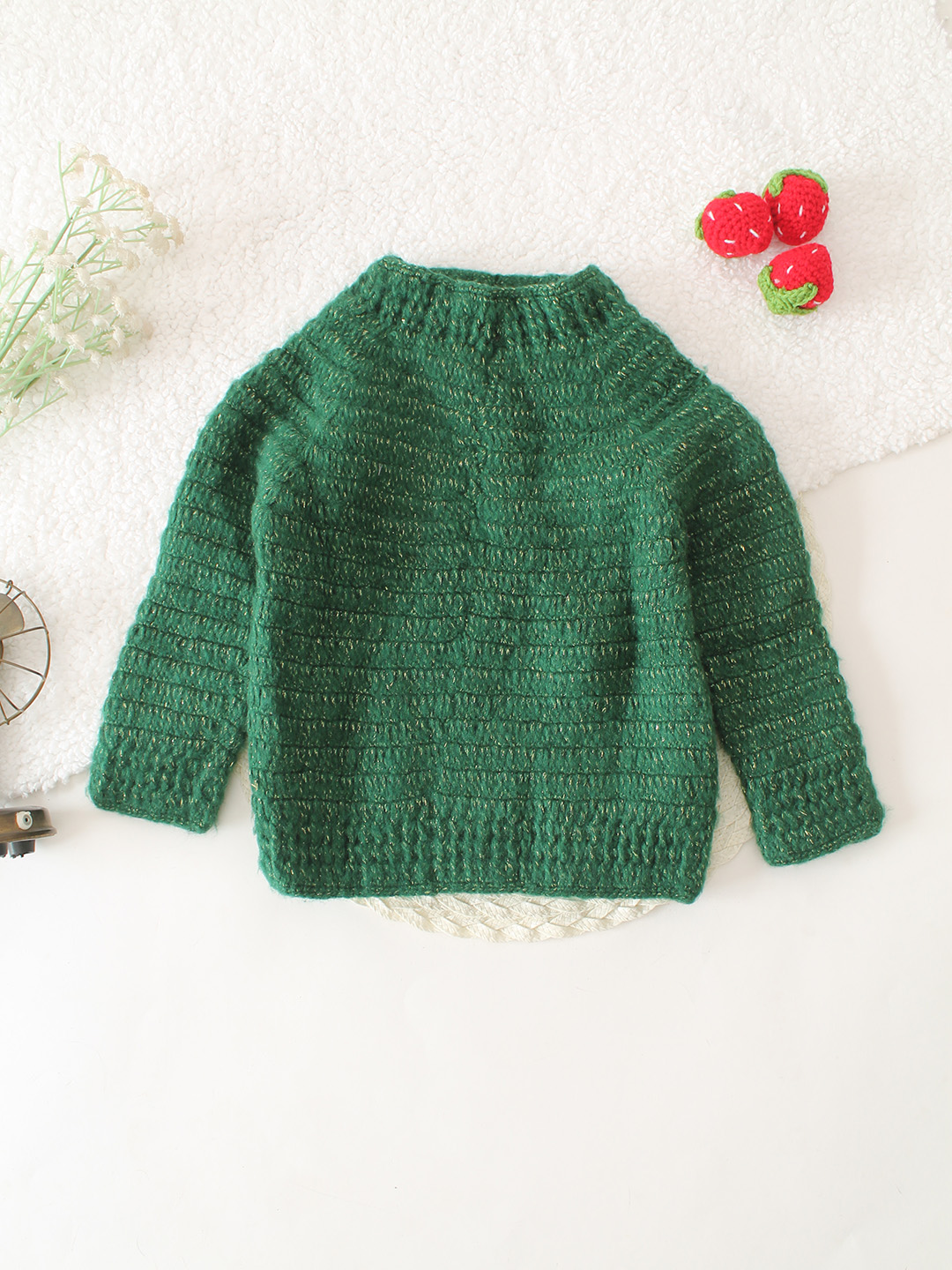 Sparkling Raglan Sleeve Sweater - Green
