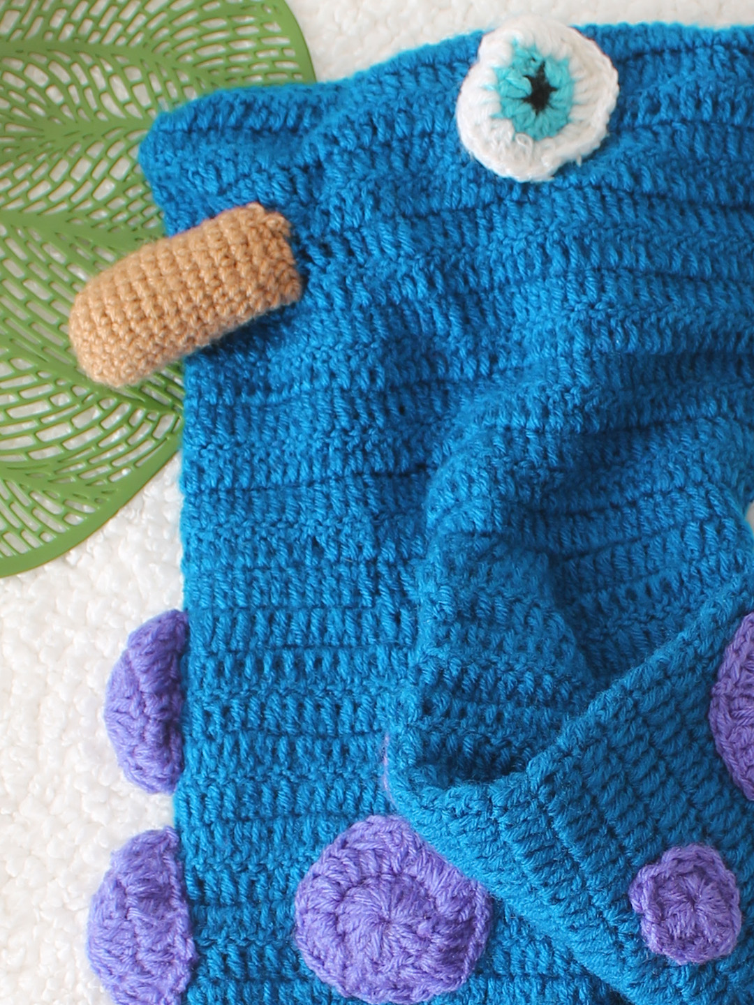 Hooded Dinasaur Sweater with Horns - Blue