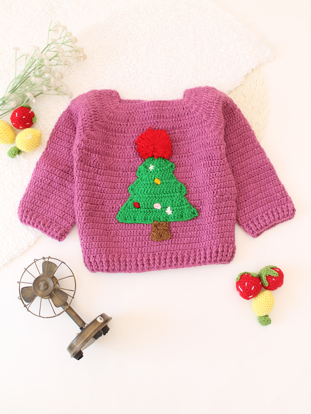 Christmas Tree Designed Sweater - Purple