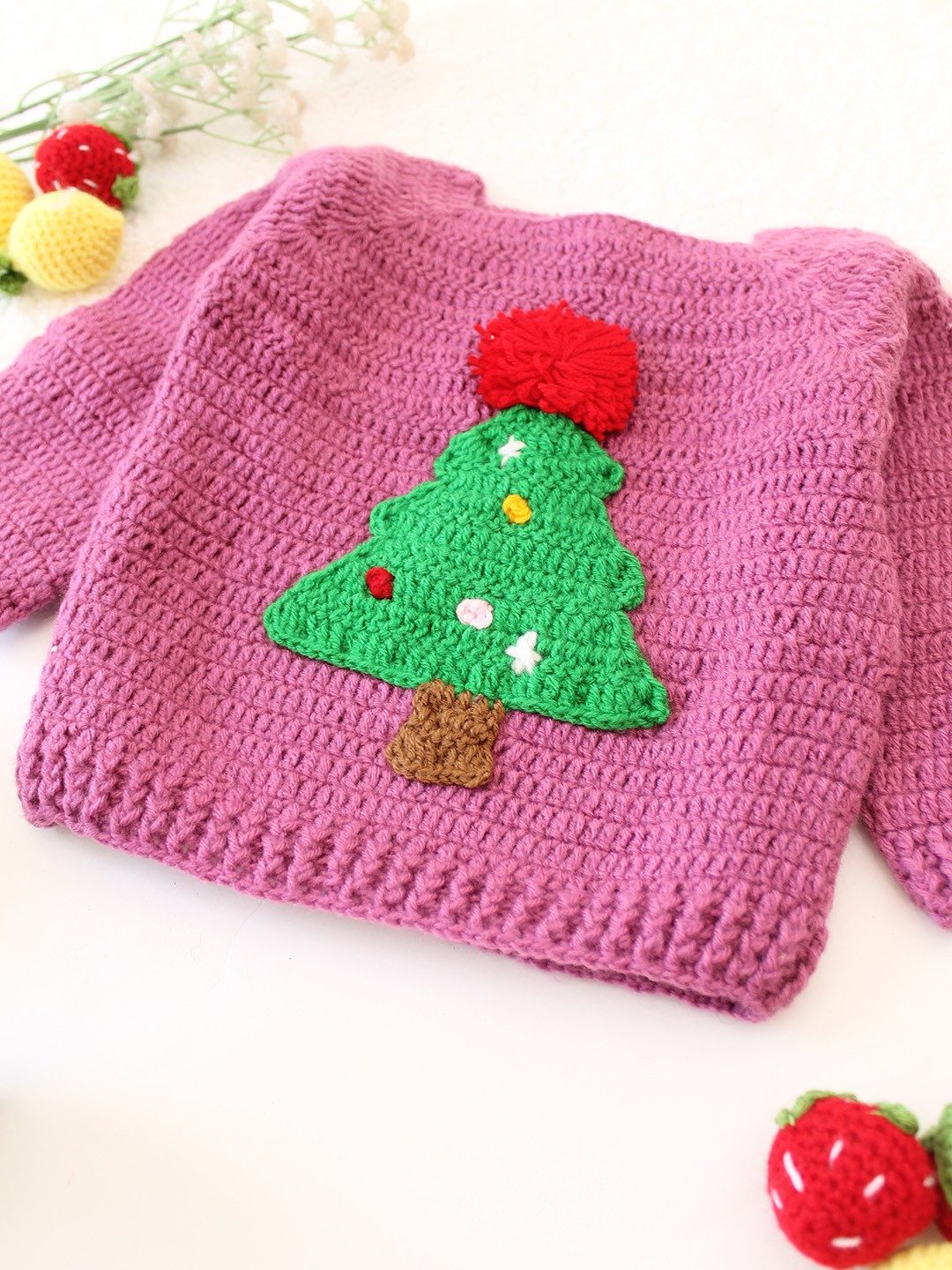 Christmas Tree Designed Sweater - Purple
