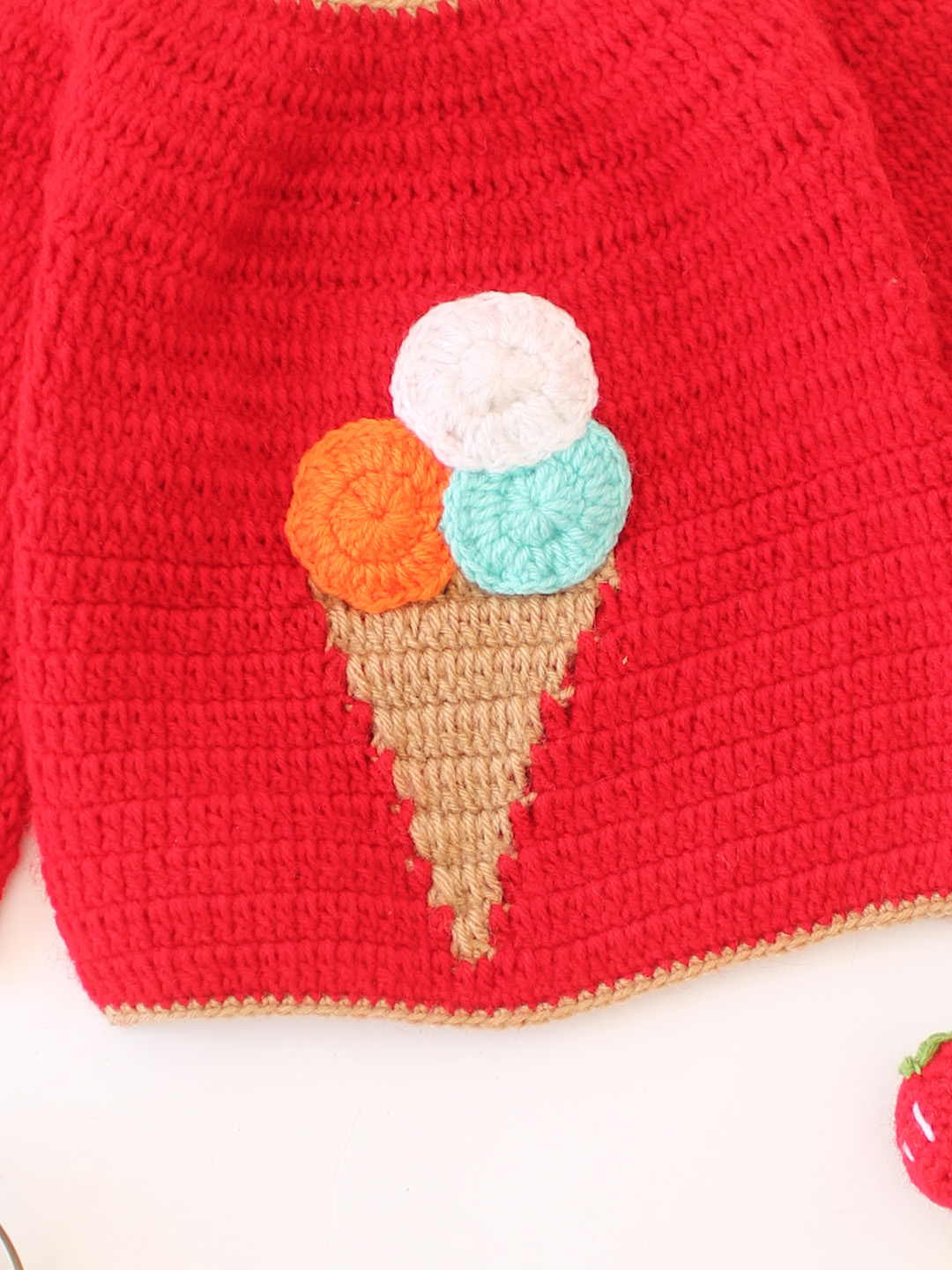 Icecream Cone Applique Sweater - Red