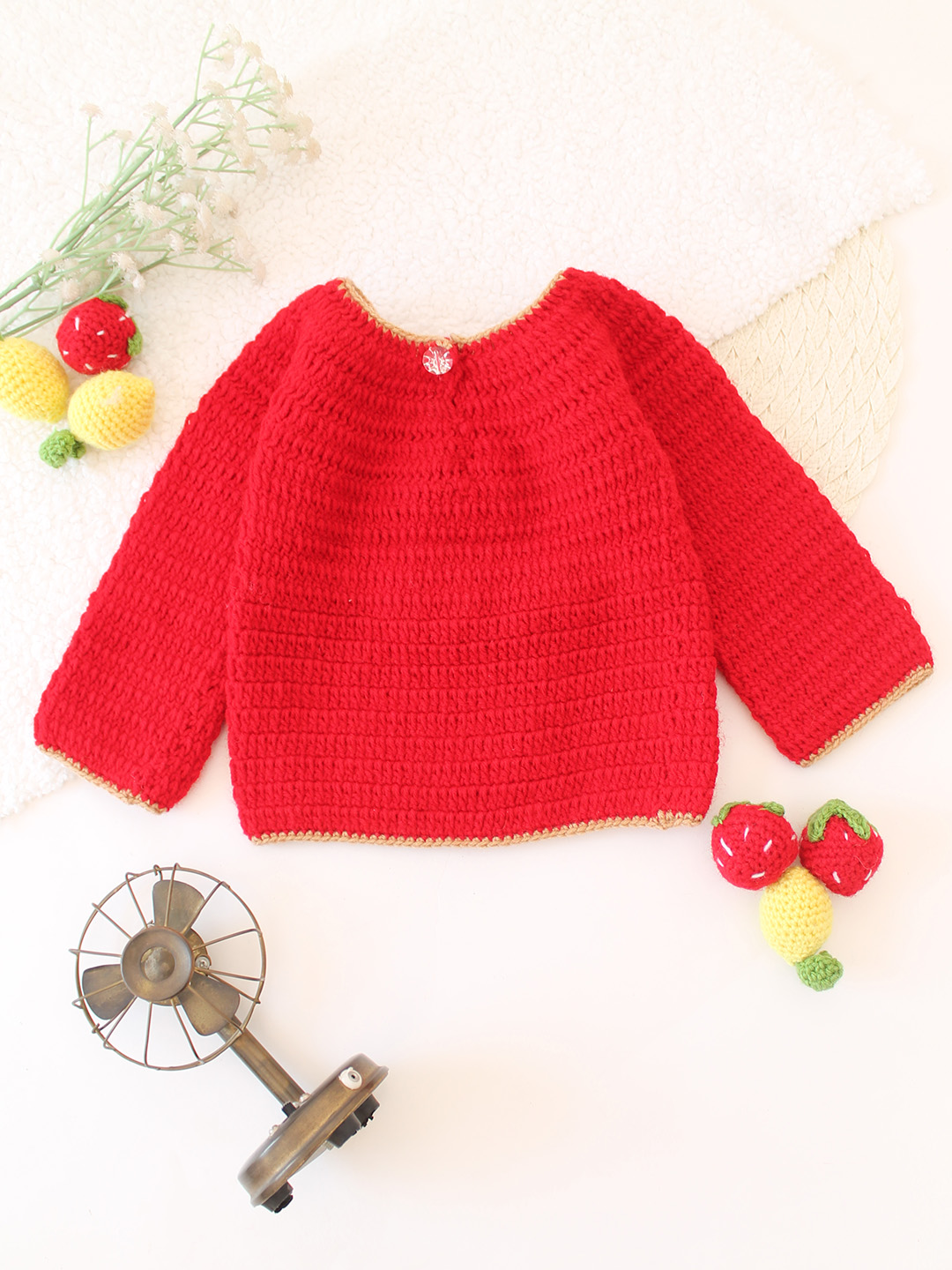 Icecream Cone Applique Sweater - Red
