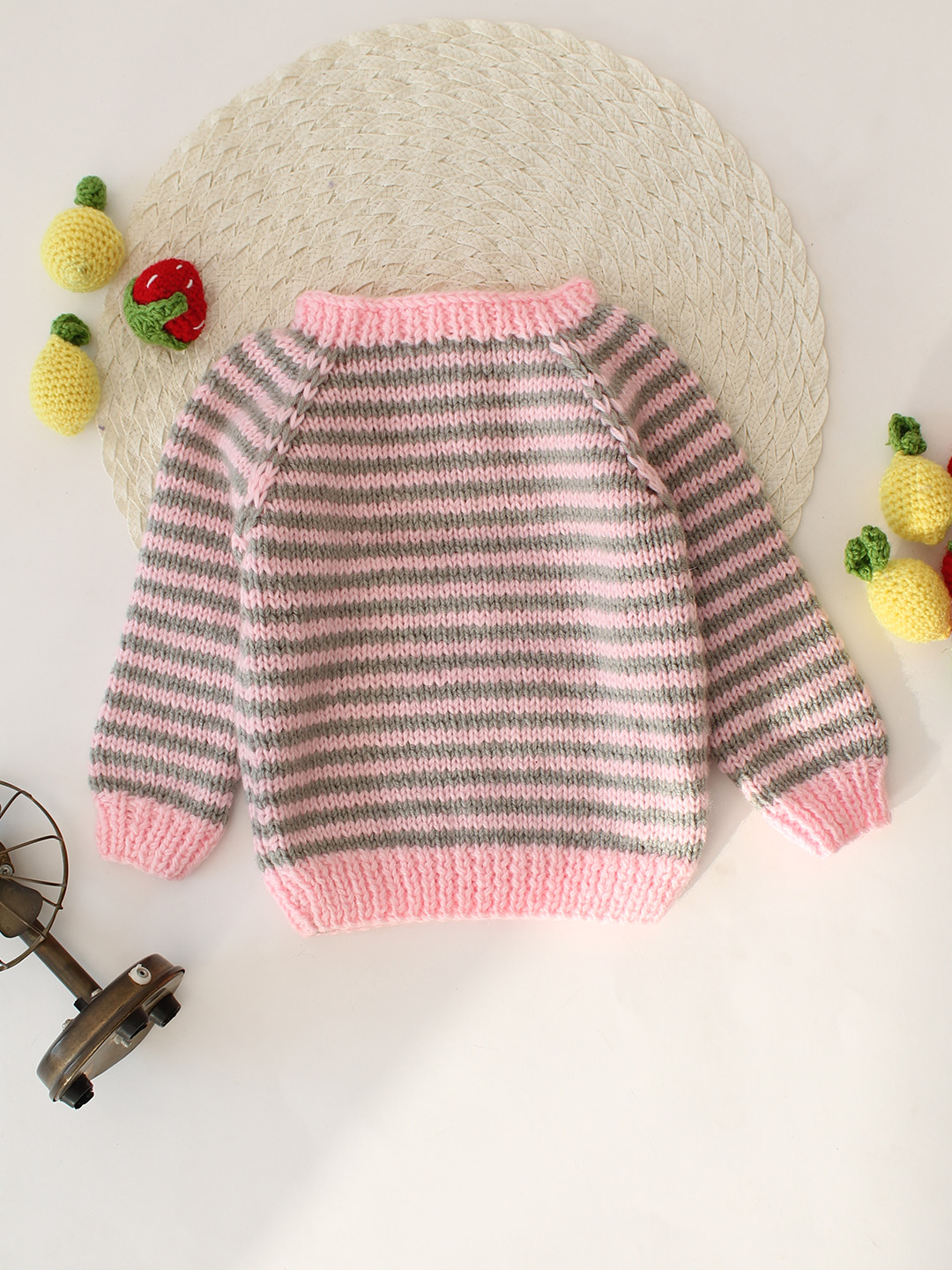 Striped Handknitted Sweater - Pink
