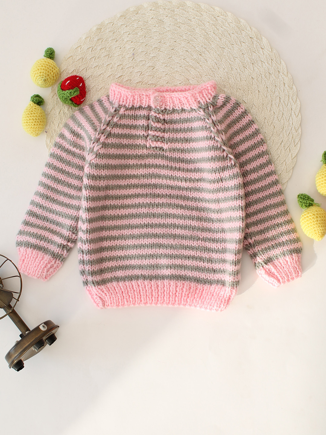 Striped Handknitted Sweater - Pink