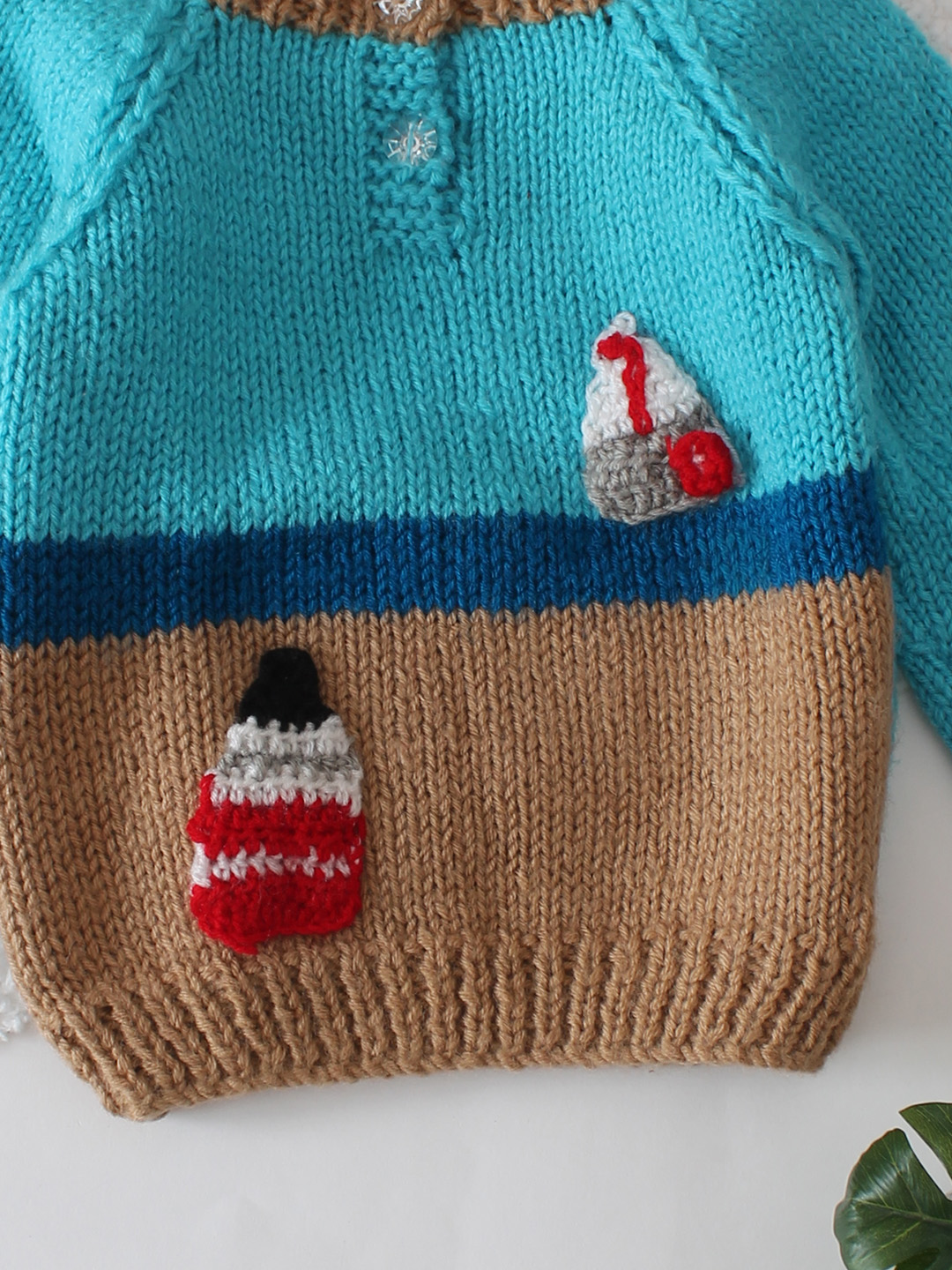 Lighthouse and Boat Designed Sweater - Blue