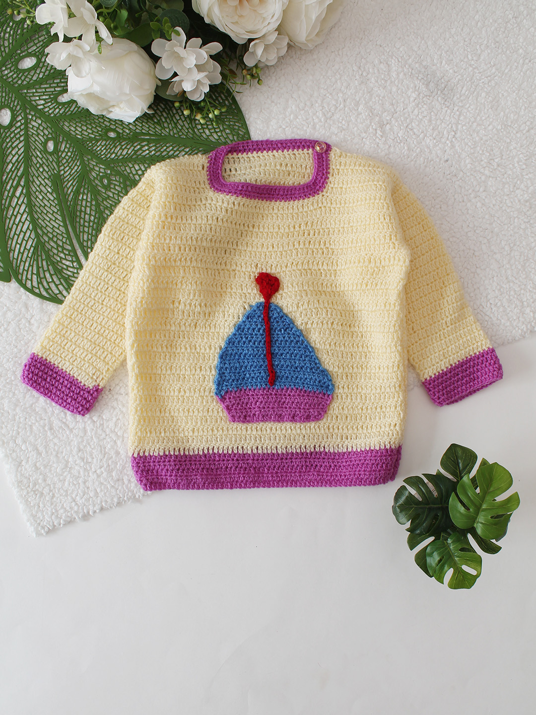 Ship Designed Crochet Sweater - Cream