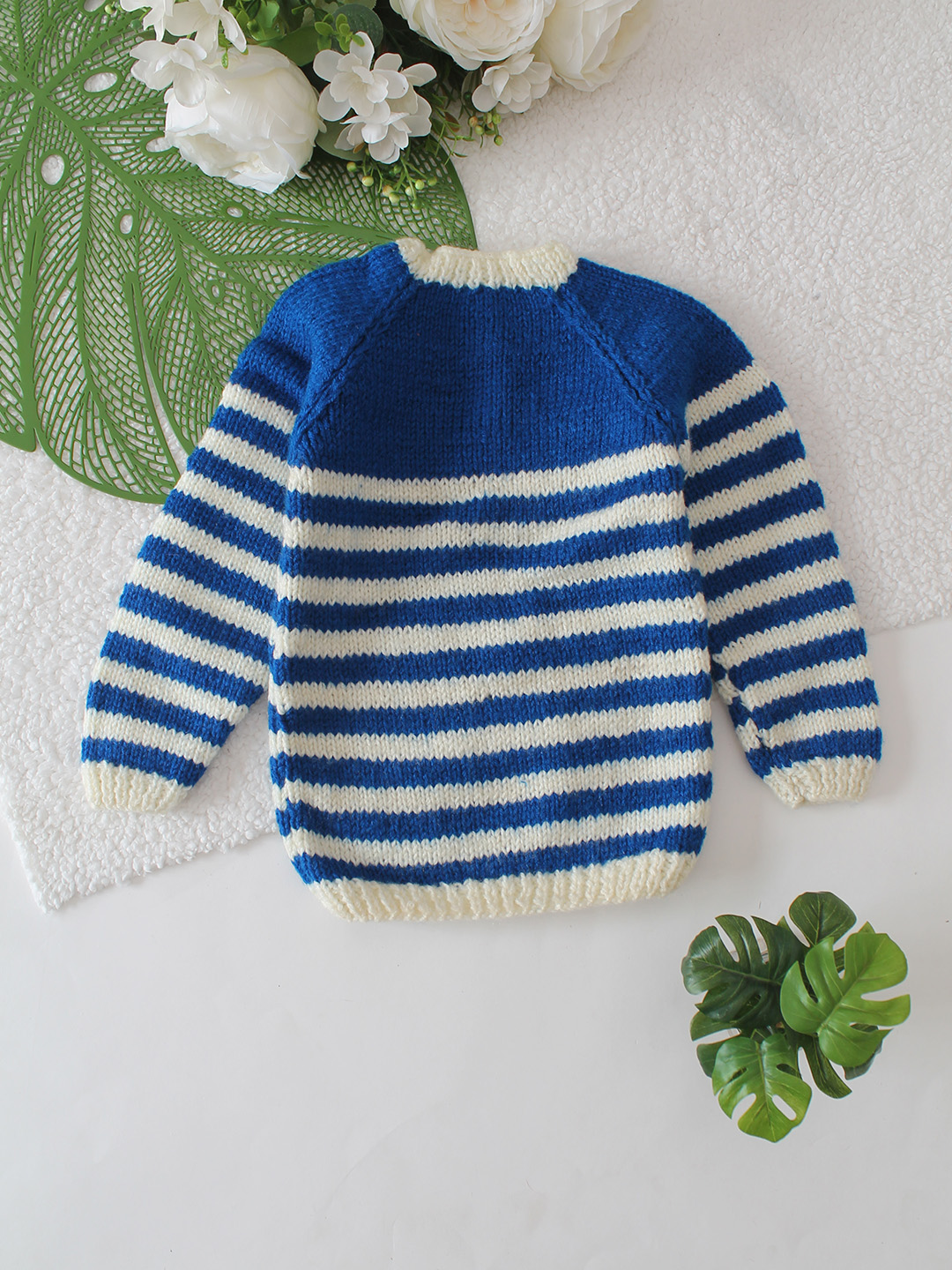 Striped Handknitted Sweater - Blue