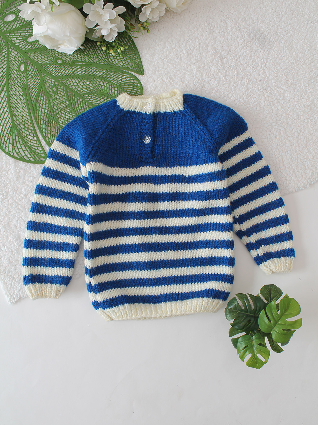 Striped Handknitted Sweater - Blue