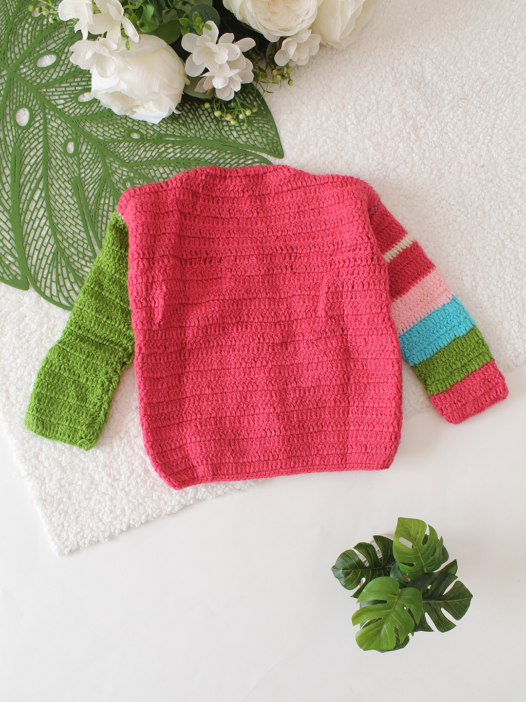 Multicolored Round Neck Baby Cardigan - Multi