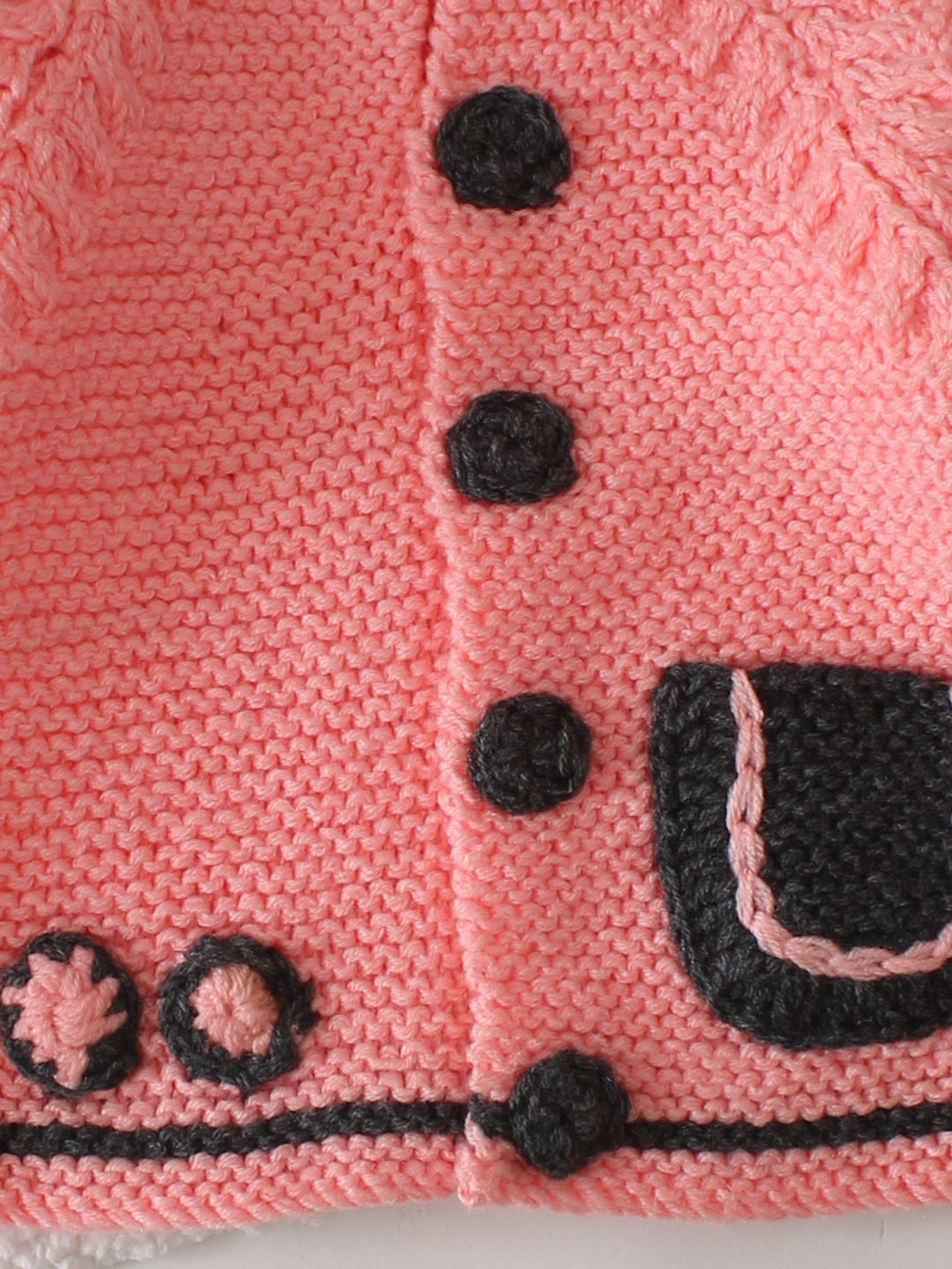 Garter Stitch Pocket Detailed Cardigan - Peach