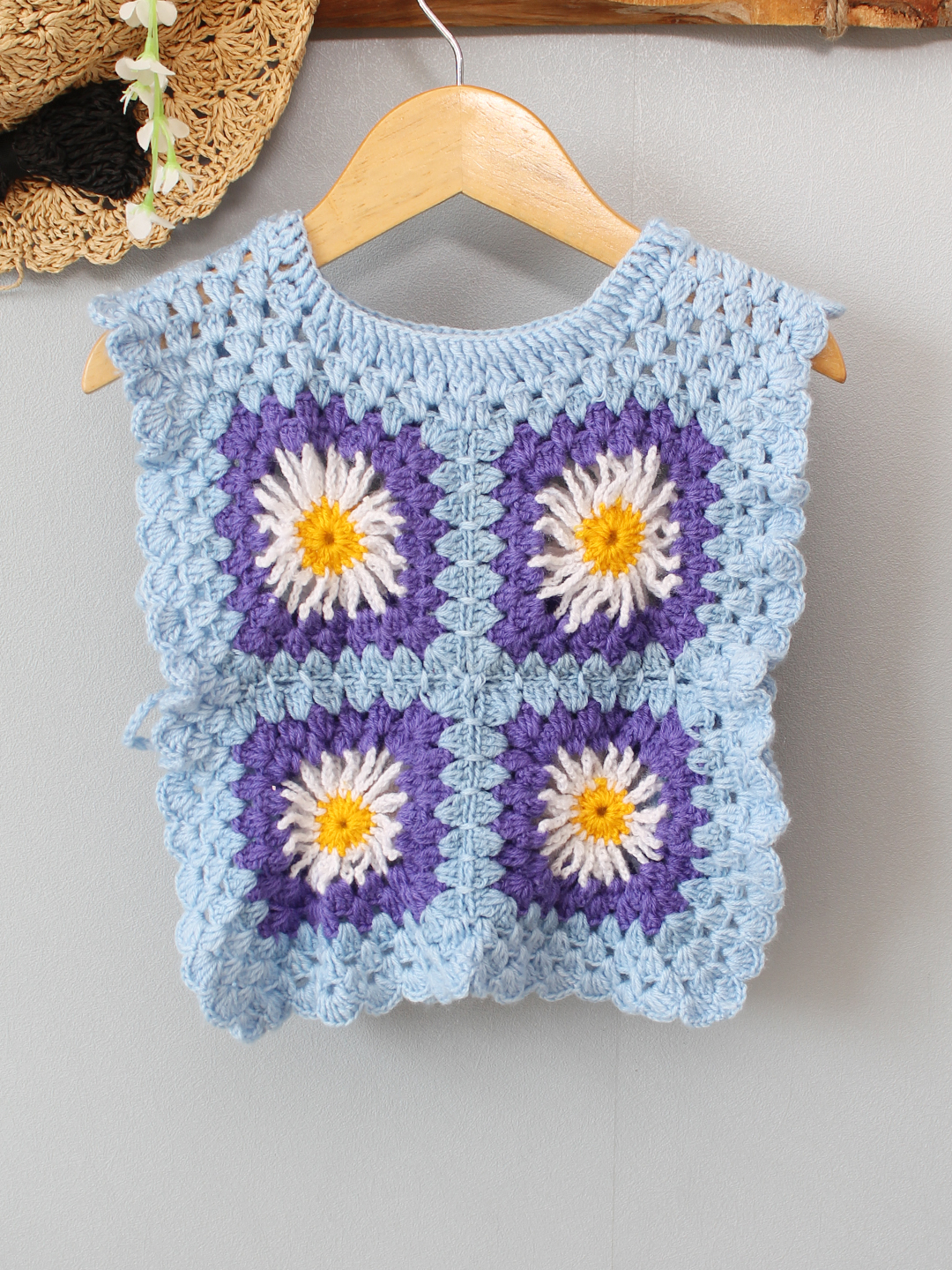 Daisy Side Tie- Knot Sweater - Blue