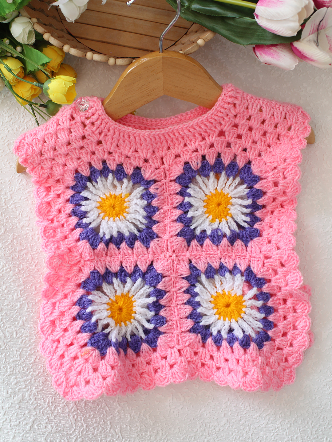 Daisy Side Tie- Knot Sweater - Pink