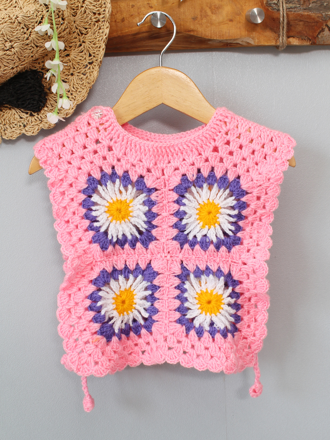 Daisy Side Tie- Knot Sweater - Pink