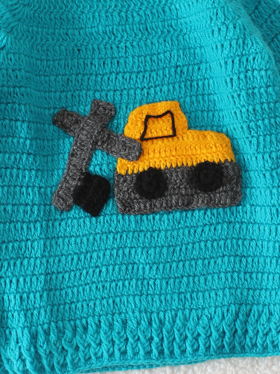 Construction Truck Designed Crochet Sweater - Blue