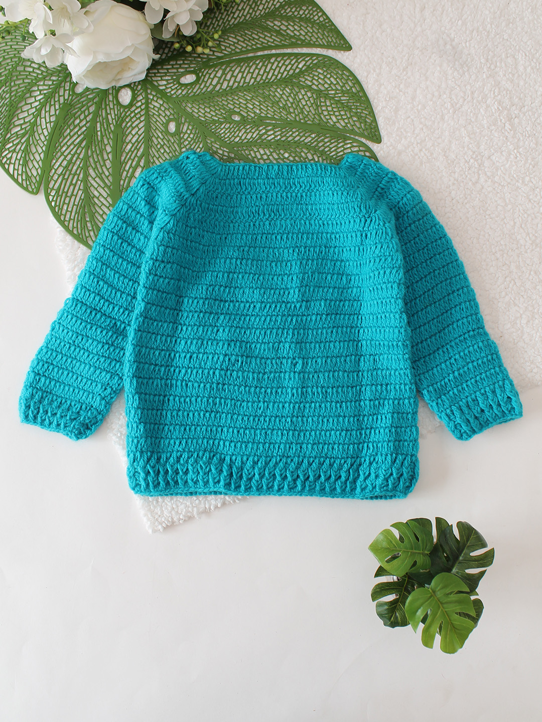 Construction Truck Designed Crochet Sweater - Blue