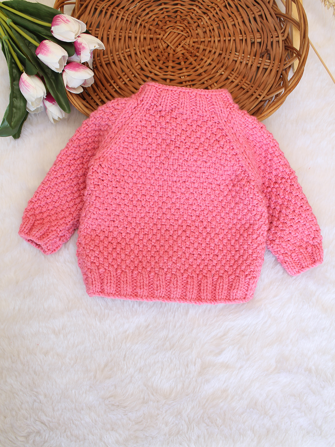 Premium Handknitted Baby Cardigan - Pink