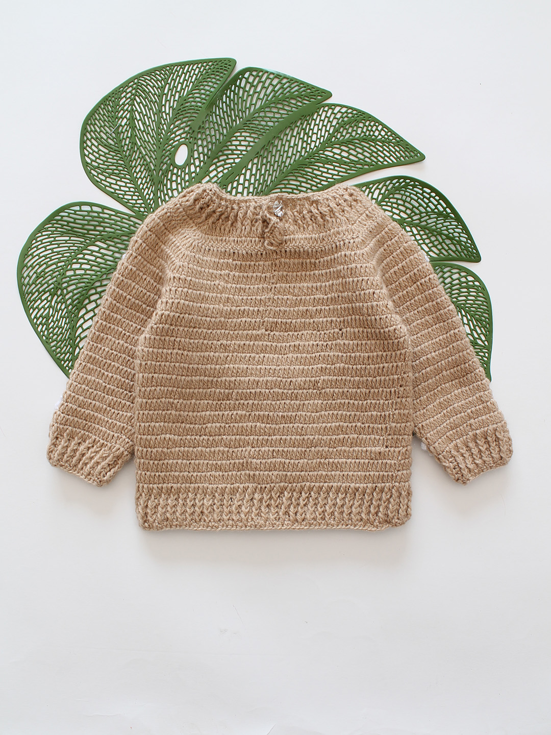 Daisy Floral Sleeve Baby Sweater - Beige