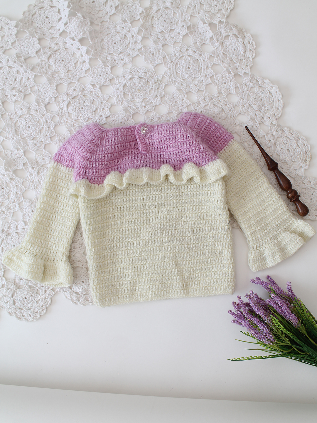 Woonie Crochet Colorful Pom Poms - Cream