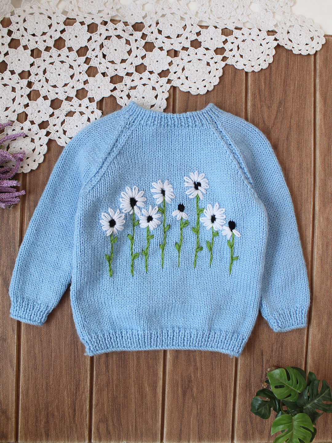 Daisy Floral Sweater - Blue